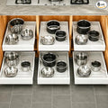 Pull out Cabinet Organizer, 6-pack, Expandable(12"-20") Heavy Duty Slide out Drawers Fixed with Adhesive Nano Film for Pots, Roll out Shelf Storage for Kitchen Base Cabinet Organization(3 Rails) by Kitstorack