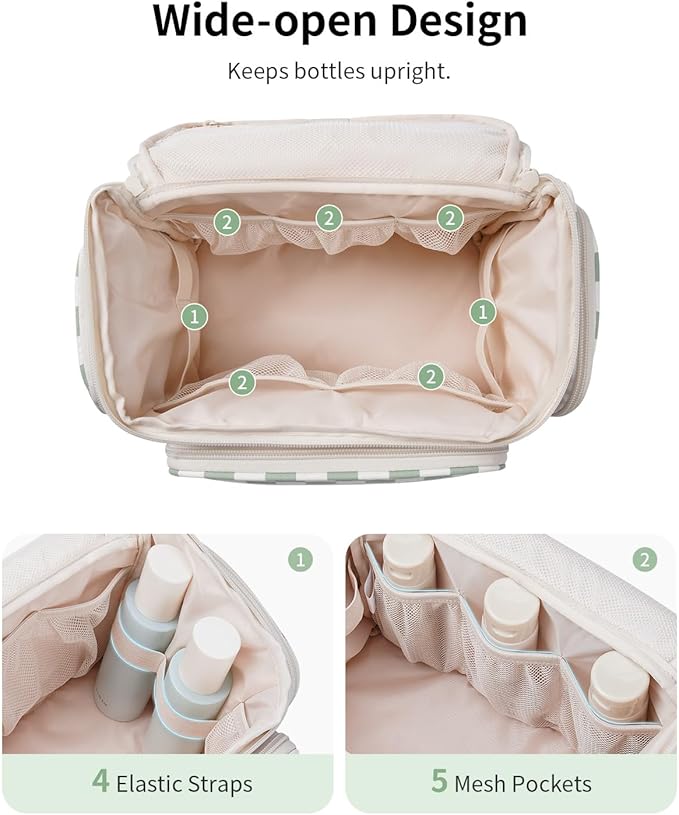 Narwey Hanging Travel Toiletry Bag for Women, Large Makeup Cosmetic Bag | Wide Open, Organized Pocket, Dry Wet Separation, Portable Bathroom Travel Bag for Full Size Toiletries, Vivid Pattern, Gifts - Image 4