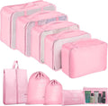 Packing Cubes for Travel- 8 Set Luggage Organizer Bags for Family, Mesh Breathable Travel Packing Cubes for Suitcases Durable Travel Essentials Bags Set (Pink, 10 Set) by YEEYAA