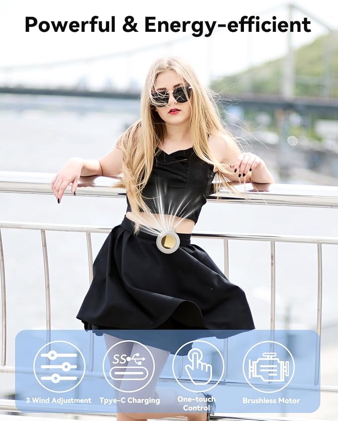 Portable Silent Mini Bladeless Fan Clip On, Small Fan Clip on for Shirt & Waist, Adjustable 3-Speed Suspended Whirlwind Fans, For Outdoor & Travel & Office, Travel Accessories, Gift - Image 5
