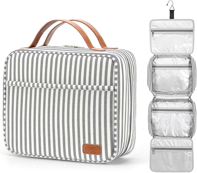 Hanging Travel Toiletry Bag,Large Capacity Cosmetic Travel Toiletry Organizer for Women with 4 Compartments & 1 Sturdy Hook,Perfect for Travel/Daily Use/Christmas by Bosidu