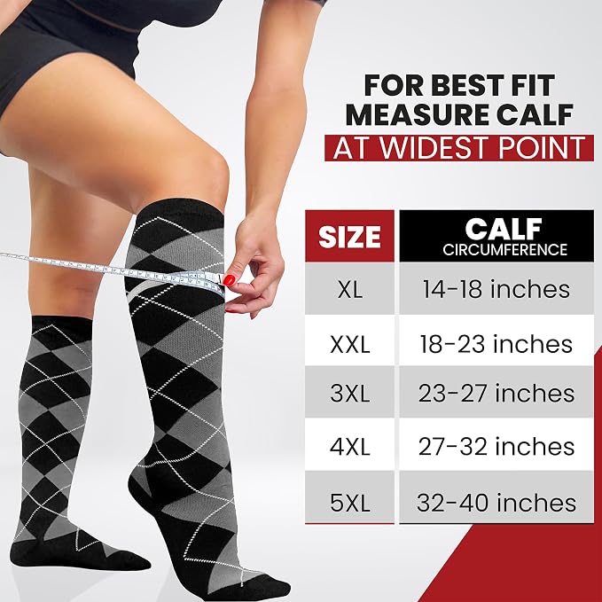 BAMS Plus Size Compression Socks Wide Calf XL XXL XXXL – Graduated Knee-High Support, Viscose from Bamboo Easy-On/Easy-Off - Image 2