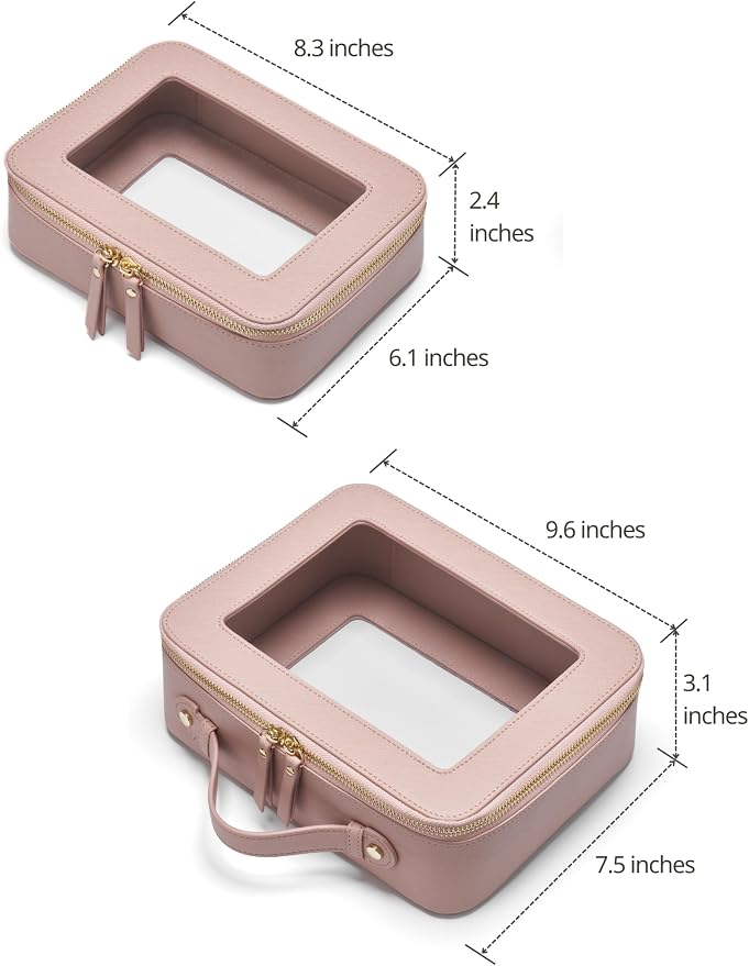 Clear Makeup Bag Travel Cosmetic Case Toiletry Bag with Zipper Make Up Case Traveling, Stone, Medium and Large - Image 2
