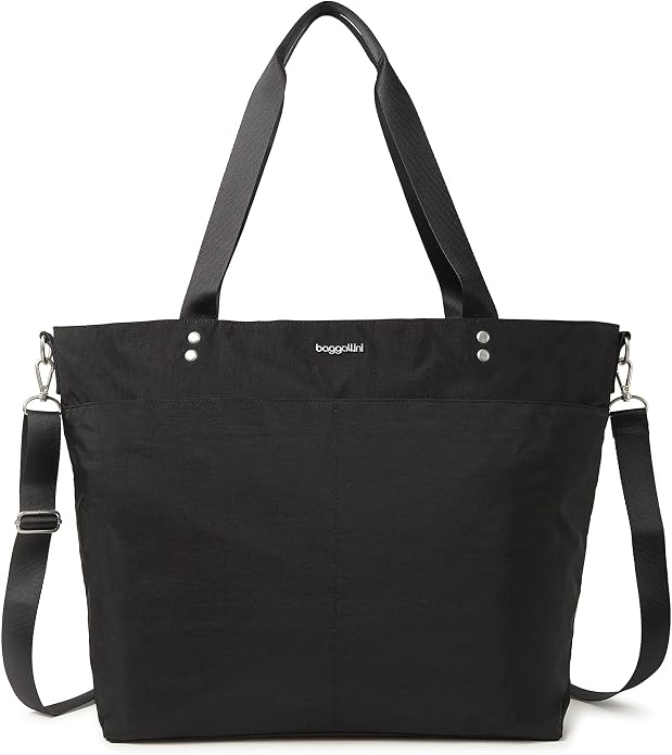 Baggallini Carryall Tote - Lightweight Nylon Zipper Top Weekender Travel Beach Bag w/Luggage Sleeve by baggallini