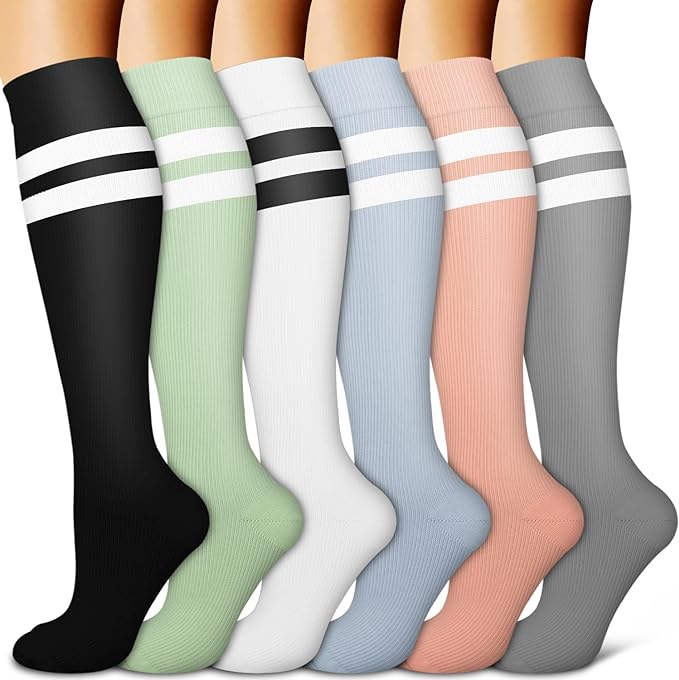 Copper Compression Socks for Women & Men (6 pairs) - Best Support for Nurses, Running, Hiking, Recovery by BLUEENJOY