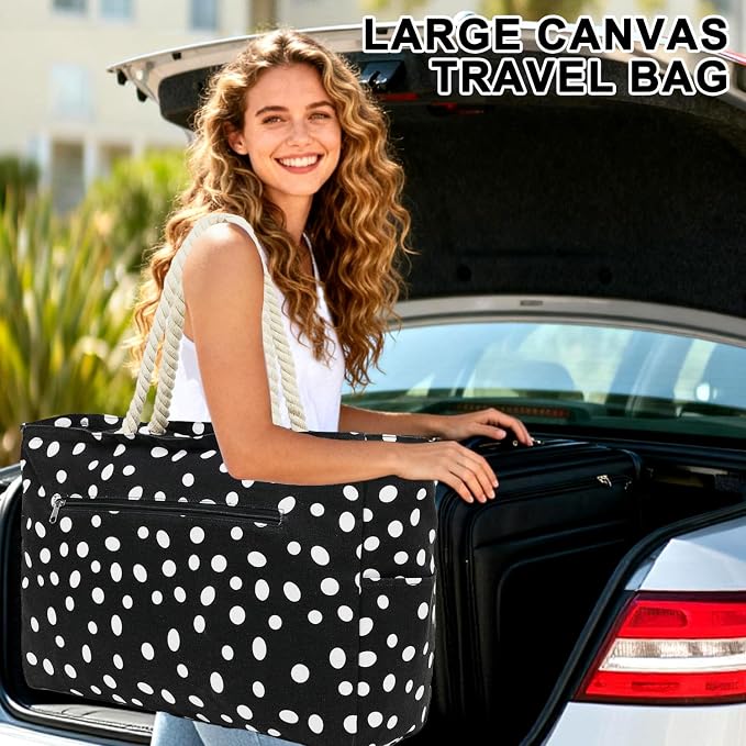 Fammart Beach Bags Waterproof Sandproof for Women, Large Canvas Pool Bag with Leakproof Wet Pocket & Zipper Cruise Essentials - Image 7