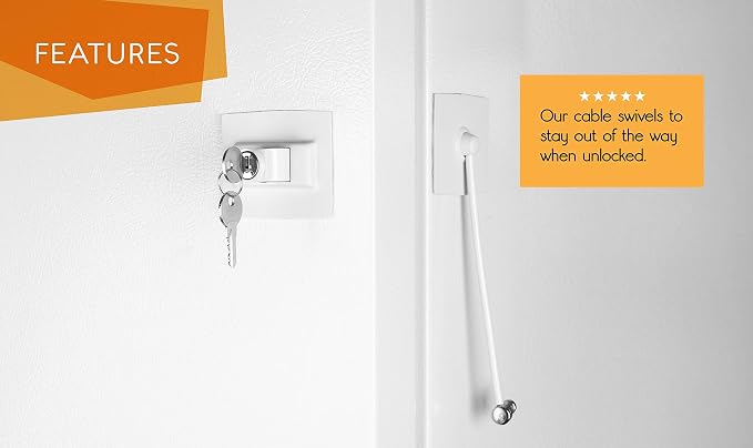 Premium Refrigerator Lock with Built-in Keyed Lock (White) - Image 2