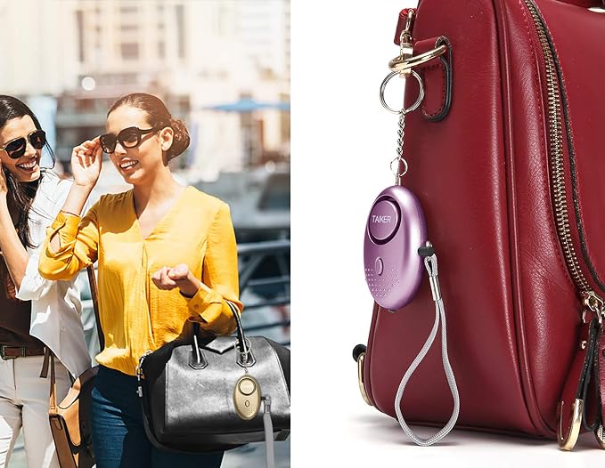 Personal Alarm for Women, 2Pcs 140dB Self Defense Keychain LED Light | Personal Safety Alarm with LED Light Panic Button for Women Kids and Elders (Gold & Purple) - Image 6