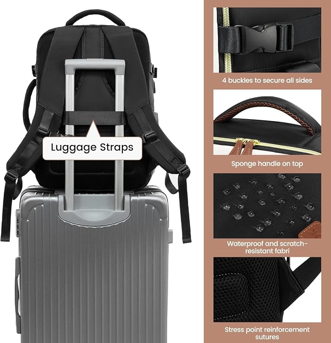 LOVEVOOK 50L Travel Backpack Carry On Airline Approved, Large Backpack with 3 Packing Cubes, TSA Travel Essentials Carry On Bag, Waterproof Weekender Overnight Luggage Daypack, Fits 18 Inch Laptop - Image 7