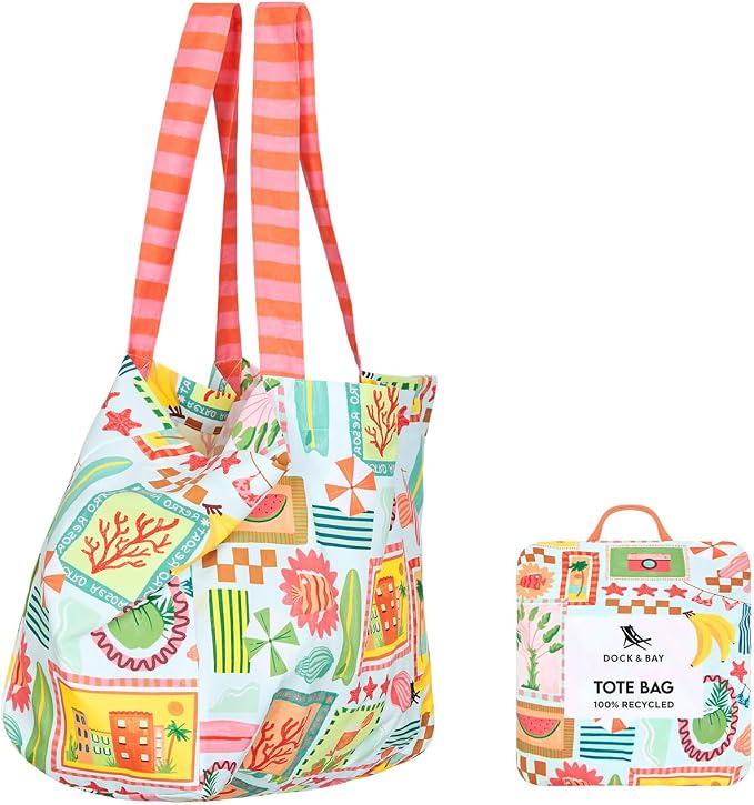 Dock & Bay Everyday Beach Tote Bag - Reusable Carrier Bag for Daily Use - Carries Up to 10kg - 100% Recycled Materials by DockBay