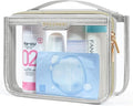 BAGSMART Clear Toiletry Bag for Travel, TSA Approved, 1-Pack, Grey | Makeup Cosmetic Pouch Bag for Women, Quart Size Compliant Bag Organizer for Travel Essentials by BAGSMART