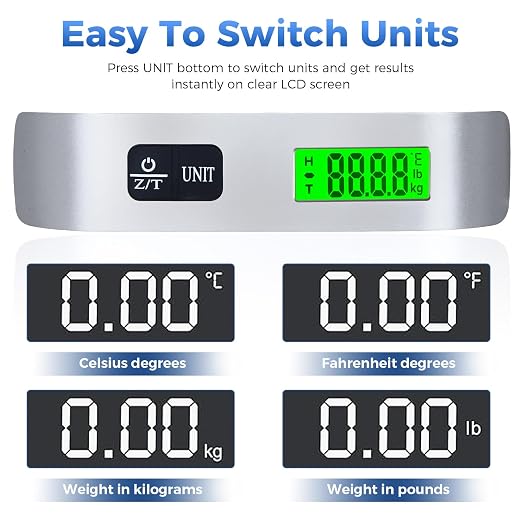 Digital Luggage Scale, WGGE Travel Luggage Weight Scale, Max 110lbs/50kg Baggage Scale with Backlit LCD Display - Image 4