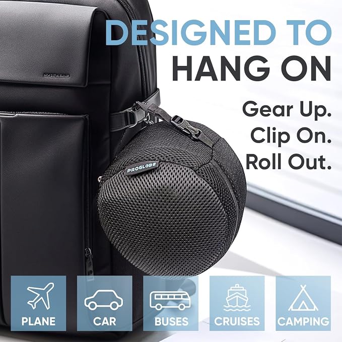 Neck Pillow Case and Travel Bag, Compression Storage Cover, Black | Mesh Cover with Snap Clasp, Compact Carrying Case Attaches to Luggage, Backpack or Purse, for Travel Neck Pillows - Image 5