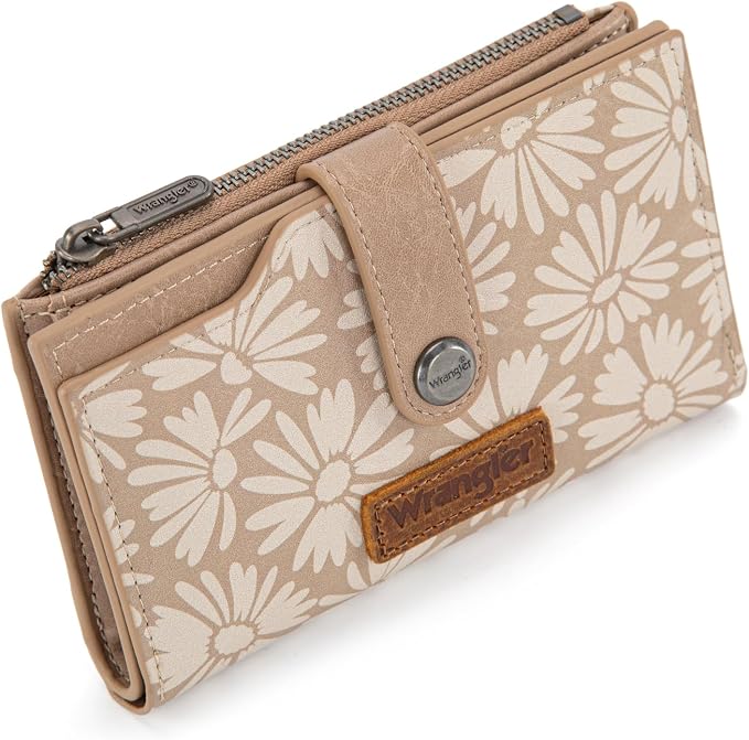 Wrangler Wallet for Women Bifold Card Holder with Zipper and ID Window - Image 4