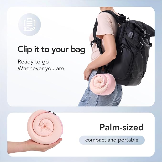 Travel Neck Pillow Airplane Neck Support Ergonomic Design for Traveling | 100% Pure Memory Foam Suitable for Airplanes,Offices and Cars, Cool Light Pink, Standard, C-Shape - Image 5