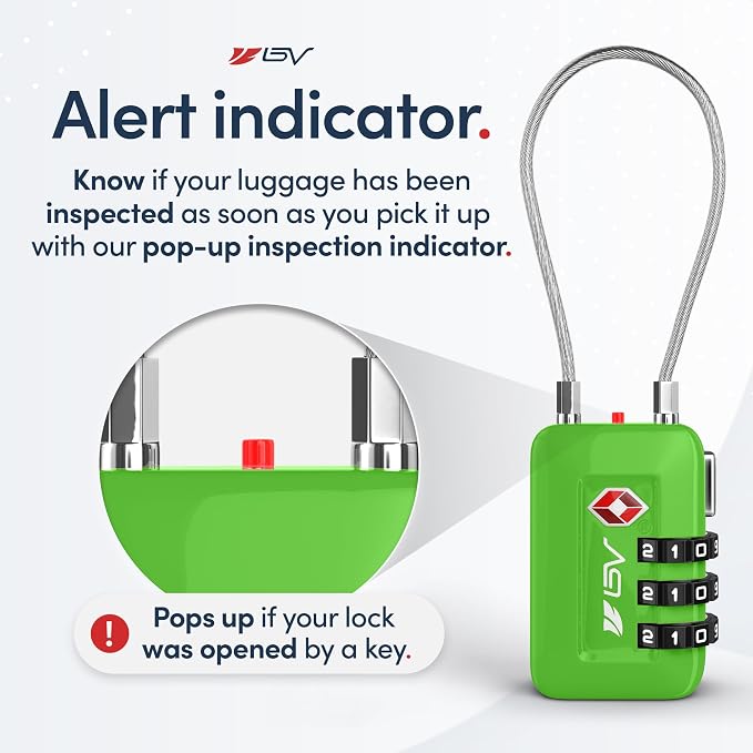 TSA Accepted Luggage Travel Lock, Set-Your-Own Combination Lock for School Gym Locker, Luggage Suitcase Baggage Locks, Filing Cabinets, Toolbox, Case (Green, 1 Pack) - Image 4