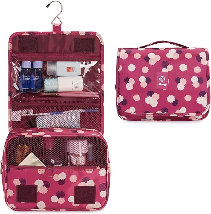 Narwey Small Hanging Travel Toiletry Bag for Women, Travel Bag for Toiletries, Makeup Bag Organizer Make Up Bags Cosmetic Bags for Girls - Image 2