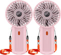 2 Pack Portable Handheld Fan, Mini Hand Held Fan, 6-15H Cooling Small Personal Fan, 180° Foldable Mini Desk Fan with 4 Quiet Speed, Neck Fan w/Lanyard for Kids Women Men Travel Outdoor Office, Pink by Enituo