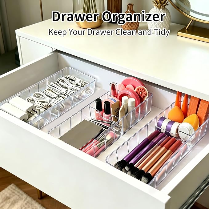 2 Pack Cable Organizer Box with Lid - Stackable Charger Cord Storage Organizer with 20 Wire Ties - Adjustable Compartments Phone Cables Wire Management Box for Drawer Desk Office Home Accessories - Image 2