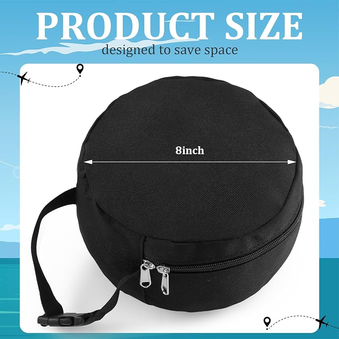 1 Pcs Travel Neck Pillow Bag Compact Travel Neck Carrying Case Bag for Airplane Train Journey Quick Release Clasp Attaches to Luggage Purse Backpack, Pillow Not Included (Black) - Image 2