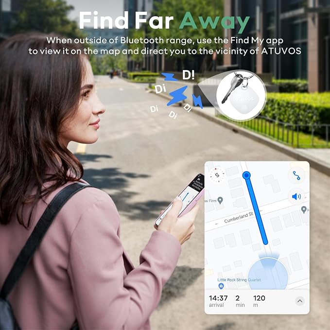 ATUVOS Air Tracker Tags-4 Pack, Bluetooth Luggage Tracker Works with Apple Find My APP (iOS Only, Not for Android), Keys Finder and Item Locator for Luggage, Backpack, Suitcases, Replaceable Battery - Image 3