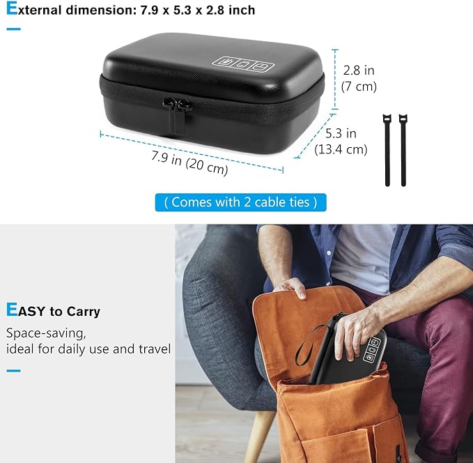 ProCase Hard Travel Electronic Organizer Case for MacBook Power Adapter Chargers Cables Power Bank Apple Magic Mouse Apple Pencil USB Flash Disk SD Card Small Portable Accessories Bag - Image 7