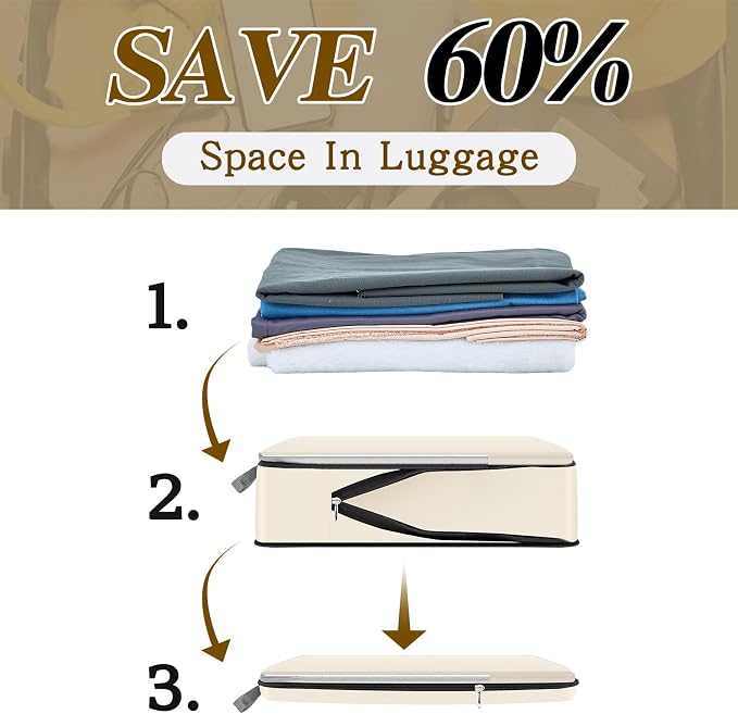 Hosuly 6 Pcs Large Ultralight Compression Packing Cubes for Travel 17.3 x 12.6'' XL Large Expandable Luggage Storage Organizers for Save Space Family Long Trips (Black, Gray, Beige) - Image 4