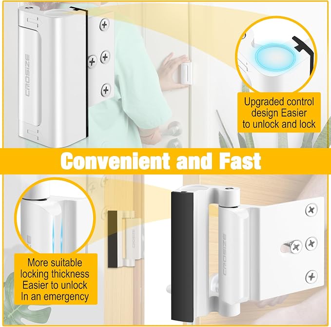 Home Security Door Lock, Door Reinforcement Lock for Kids Safety, White | Withstands 1000 lbs of Impact, Door Lock for Front Door, Defender Door Locks Latch, Inside Door Lock, For Door Security - Image 6