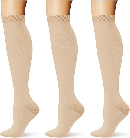 (3 pairs) Compression Socks 20-30 mmHg Long Knee High Socks for Women Men Support Athletic Travel Daily Wear by Saniripple