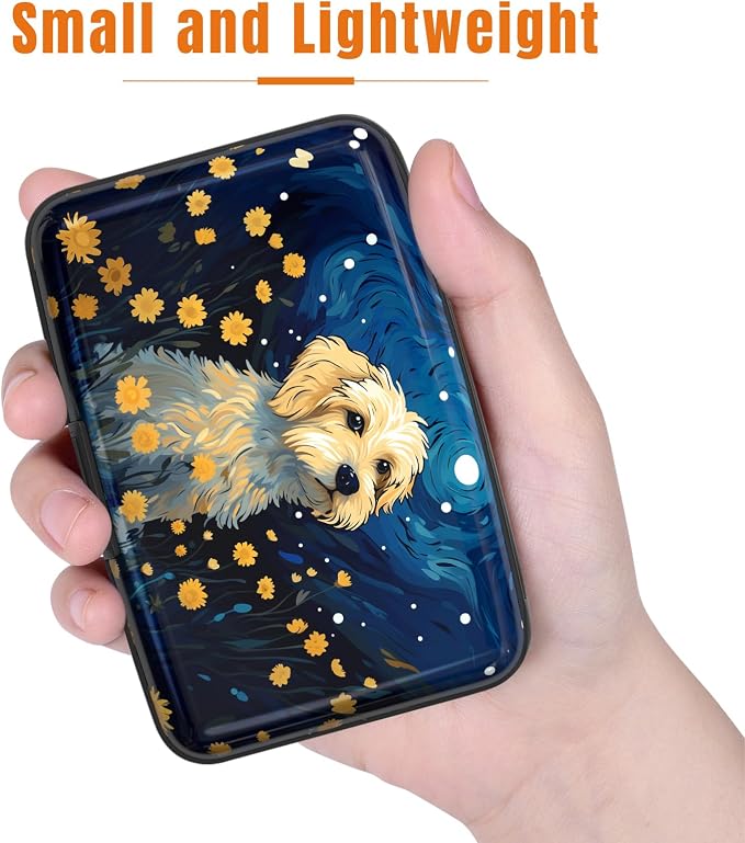 Rimilak Aluminuml Credit Card Holder,Cute Dog | Mini Credit Card Wallet RFID Blocking Slim Metal Hard Case for Women Men - Image 3