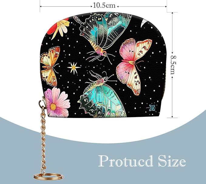 Women's Slim RFID Wallet – Compact Leather Card Holder Wallet for Women, 9 Card Slots RFID Blocking Credit Card Organizer, Small Travel Wallet - Butterfly Moon Flower - Image 2