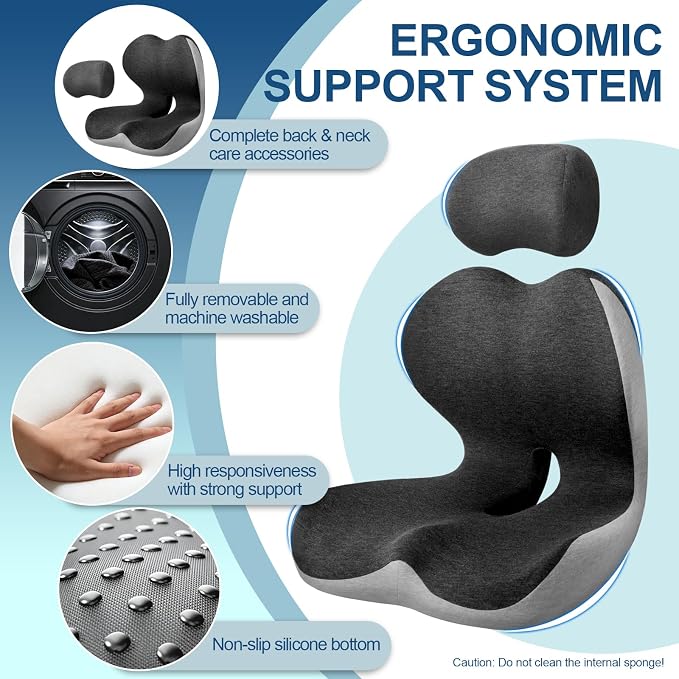 Truck Driver Seat Cushion, Cushion for Car Seat Driver for Comfort. | Integrated lumbar-hip cushion with sync support relieves long-sitting pain, reduces coccyx & ischial pressure. - Image 3