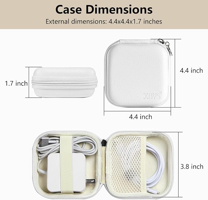 Portable Charger Case, Tech Pouch Travel Organizer, M, White | Hard Shell Electronic Storage for MacBook Power Adapter, Charging Cords, USB Drives, Power Bank Laptop Accessories - Image 2