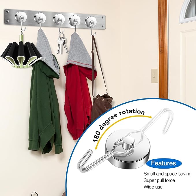 LOVIMAG Swivel Magnetic Hooks, 120LBS, Pack of 8 | Cruise Cabin Ship Essentials 2026, Heavy Duty Magnets for Refrigerator, Classroom, Kitchen, Hanging Mug - Image 6