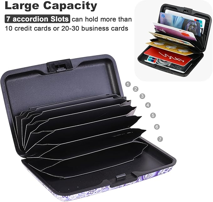 Mini RFID Aluminum Wallet Credit Cards Holder Business Card Case Metal ID Case for Men Women (Camellia) - Image 5