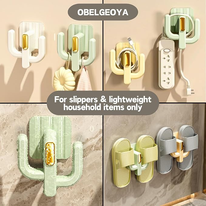 Wall Mounted Shoe Rack (4 Pack) - Versatile Hanging Organizer with Hooks for Slippers, Hats, Towels & Keys, No-Drill Adhesive Organizer Shelf Storage for Home & RV, White & Green - Image 3