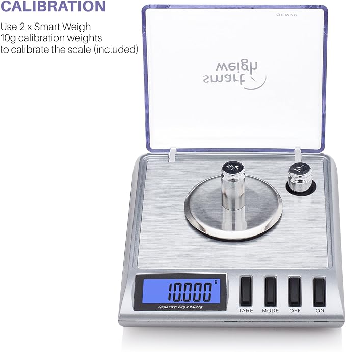 Smart Weigh GEM20-20g x 0.001 Grams, High Precision Digital Milligram Jewelry Scale, Reloading, Jewelry and Gems Scale, Calibration Weights and Tweezers Included - Image 5