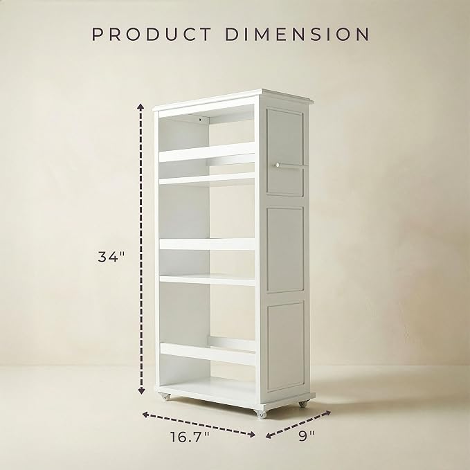Lavish Home 3 Tier Slim Utility Rolling Storage Cart, White, 16.7”W x 9”D | Narrow Rolling Cart Storage Organizer with Handle and Wheels for Bathroom, Laundry Room, and Kitchen, Pull-Out Home Organizer - Image 2