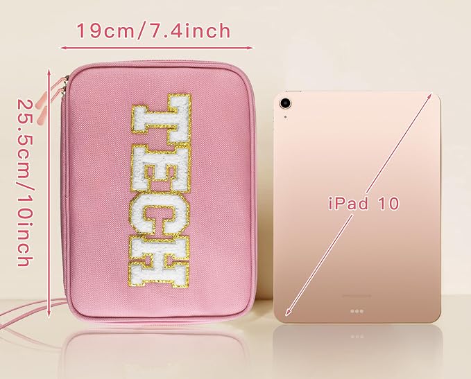 COSHAYSOO Electronics Bag Case Cable Cords Organizer Travel Essentials for Women College Teen Girls Vacation Dorm Accessories Preppy Personalized Gift (Large Pink) - Image 2