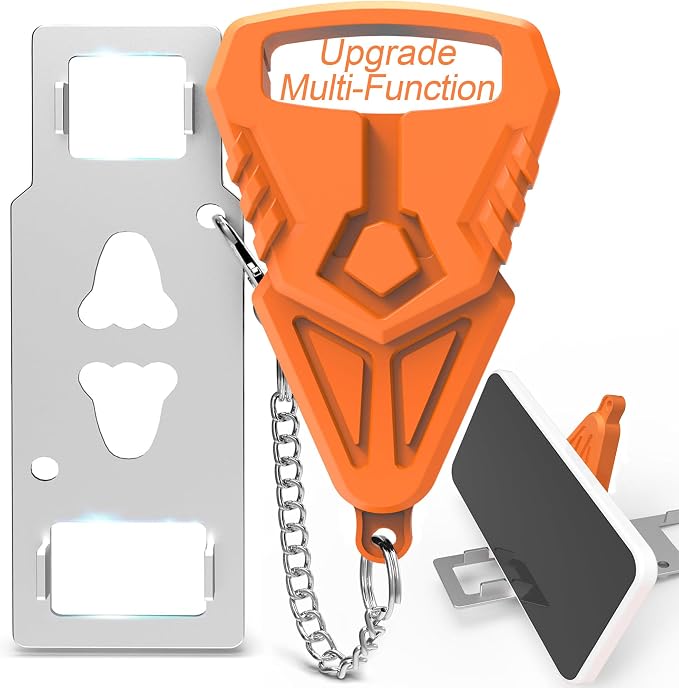 Multifunctional Portable Door Lock, Hotel Door Locks for Travelers or a Cell Phone Stand, Upgrade Lock for Door, Prevent Unauthorized Entry, Apartment Essentials(Orange) by ZGDZGD