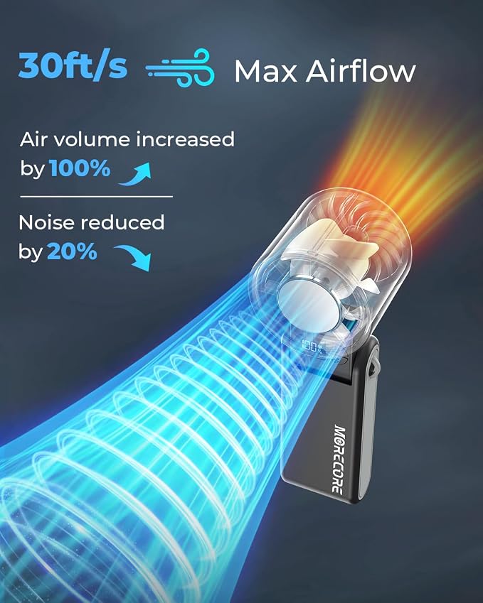 MORECORE Portable Handheld Fan with Ice Cooler, [Instant Chill to 50℉], Gifts for Men Mom Women Grandma Girl Her Hot Flash, 5000mAh Portable Cooling Fan, Camping/Cruise/Travel Essentials 2026 - Image 5