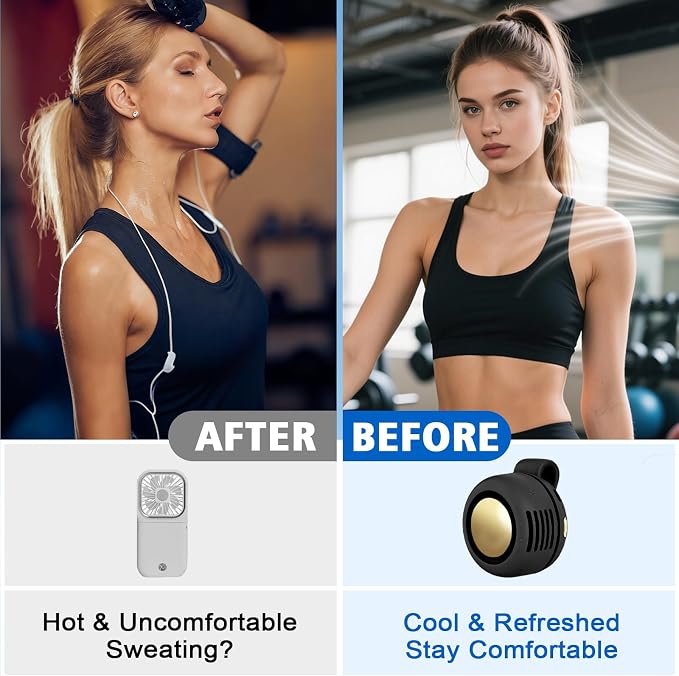 Portable Fan,Clip On Waist Bladeless, Ultra-Quiet Personal Mini Neck Fan | 3 Speeds with 360°Adjustable Clip Mini Fan Personal USB Rechargeable Small Fan for Summer - Image 7
