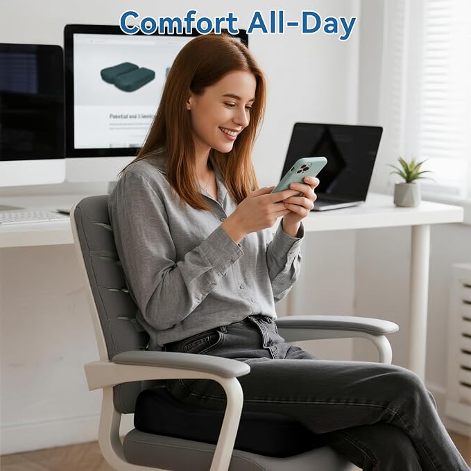 Adjustable Seat Cushion, Memory Foam Office Chair Cushion, Car Seat Cushion, Foldable Travel Cushion for Tailbone Pain, Sciatica Pain Relief, Lifting Cushion for Sitting, Driving, Traveling(Medium) - Image 7
