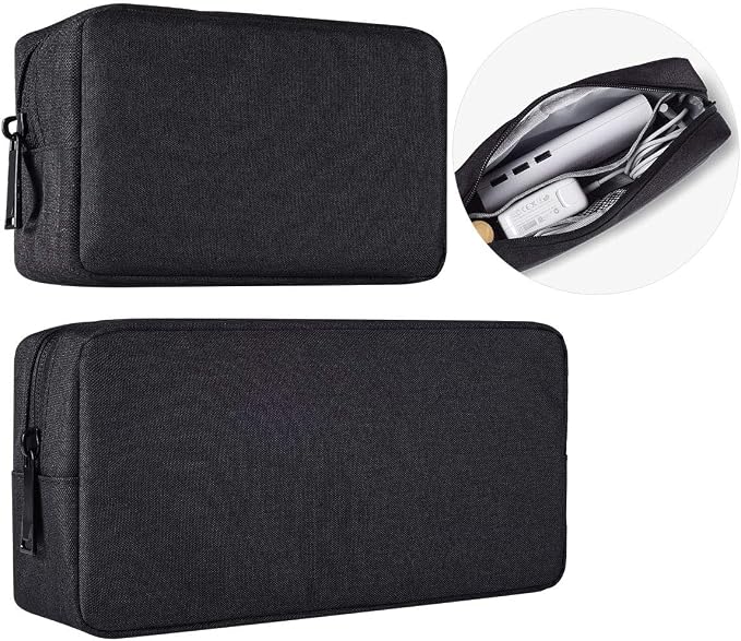 imComor Universal Electronics Accessories Case, 2-Pack Portable Soft Carrying Case Bag Wire Cable Organizer for Hard Drive, Power Adapter, Laptop Mouse, Cosmetics Kit, Small+Big-Black by imComor