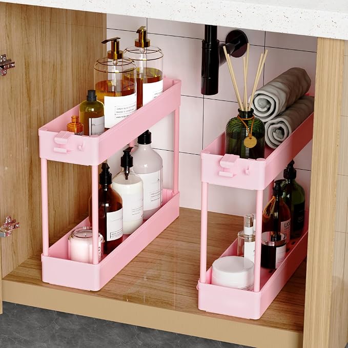 SPACEKEEPER Slim Rolling Storage Cart, 4 Tier Bathroom Cart Organizer, Pink | Narrow Rolling Cart with Wheels for Kitchen Office Bathroom Laundry Room,Mobile Utility Cart for Craft Art Makeup Nail Polish - Image 5