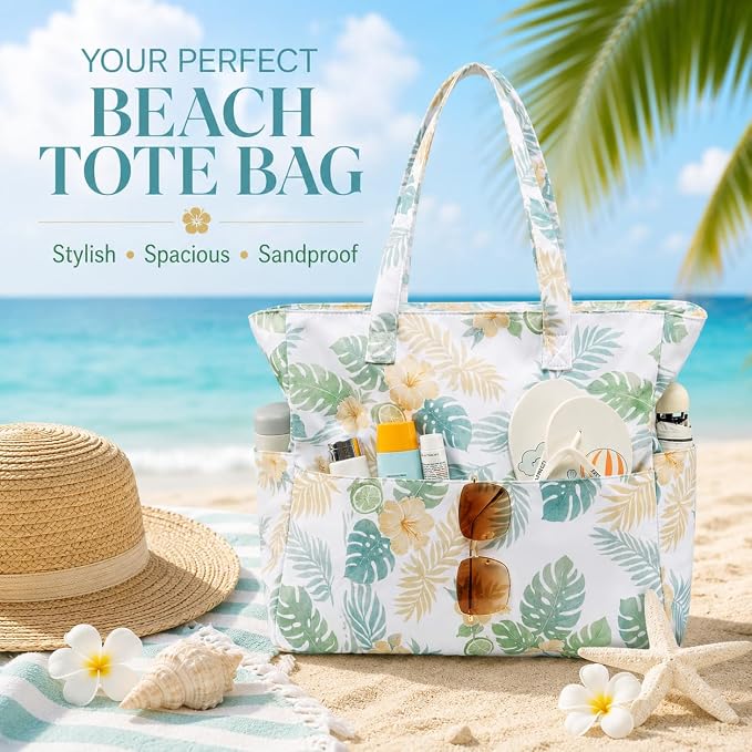 LEDAOU Beach Bag Waterproof Sandproof Women Beach Tote Pool Bag with Zipper for Swim Gym Grocery Travel with Wet Pocket | Sandproof - Image 7