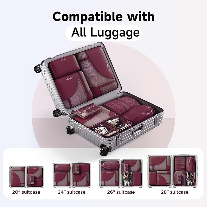 OlarHike 9 Set Packing Cubes for Travel,Gifts for Women Mom,Anti-Tearing Suitcase Organizer,with Over 1000 pcs Mesh Holes,Vacation Essentials & Accessories for Cruise Ship - Image 9