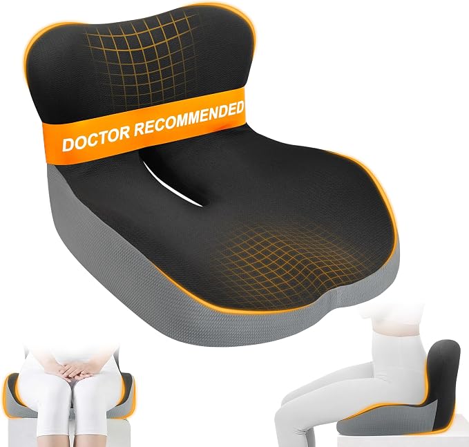 Allaboutsla Car Seat Cushion with Lumbar Support Pillow, Car Back Support | L-Shaped Ergonomic Memory Foam Seat Cushion, Car Seat Cushions for Driving, Driver Cushion and Back Support for Car, B&G by Allaboutsla