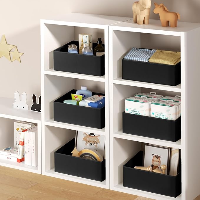 DIMJ Closet Storage Bins 8 Pack - Fabric Storage Baskets for Shelves, Large Clothes Organizers with Handles, Trapezoid Shelf Organization Storage Cubes for Purse, Toys, Books, Towel, Clothes - Image 7
