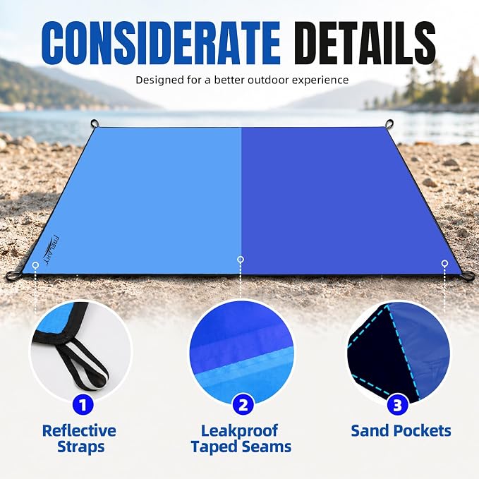 Frelaxy Pocket Picnic Blanket, Waterproof Blanket for Beach Festival | Lightweight compact design, Multi-use outdoor blanket, Waterproof & sandproof material, Easy to carry, Picnic, Camping - Image 3